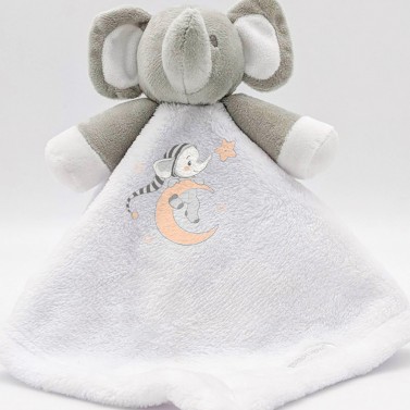 Doudou éléphant blanc Modèle Lune bleu