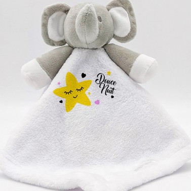 Doudou éléphant blanc Modèle Lune rose