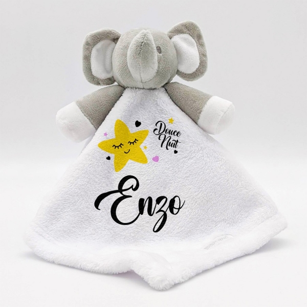 Doudou éléphant blanc Modèle Lune rose