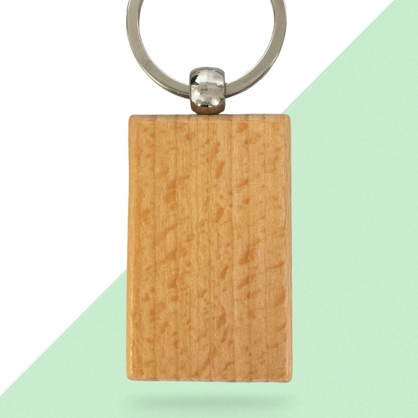 Porte-clés rectangle en bois personnalisé - Texte à graver