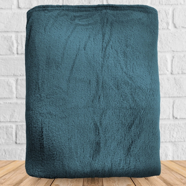 Plaid microfibre Bleu Orage 125x150 brodé