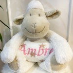 Peluche mouton blanc et son plaid personnalisé