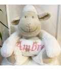 Peluche mouton blanc et son plaid personnalisé