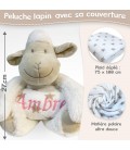 Peluche mouton blanc et son plaid personnalisé