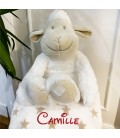 Peluche mouton blanc et son plaid personnalisé