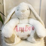 Peluche lapin blanc et son plaid personnalisé