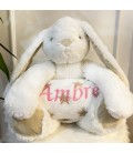Peluche lapin blanc et son plaid personnalisé