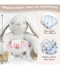 Peluche lapin blanc et son plaid personnalisé