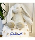 Peluche lapin blanc et son plaid personnalisé