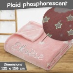 Plaid bébé à broder rose phosphorescent