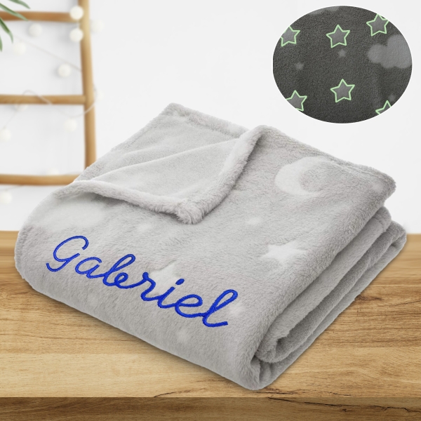 Plaid bébé à broder gris phosphorescent