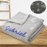 Plaid bébé à broder gris phosphorescent