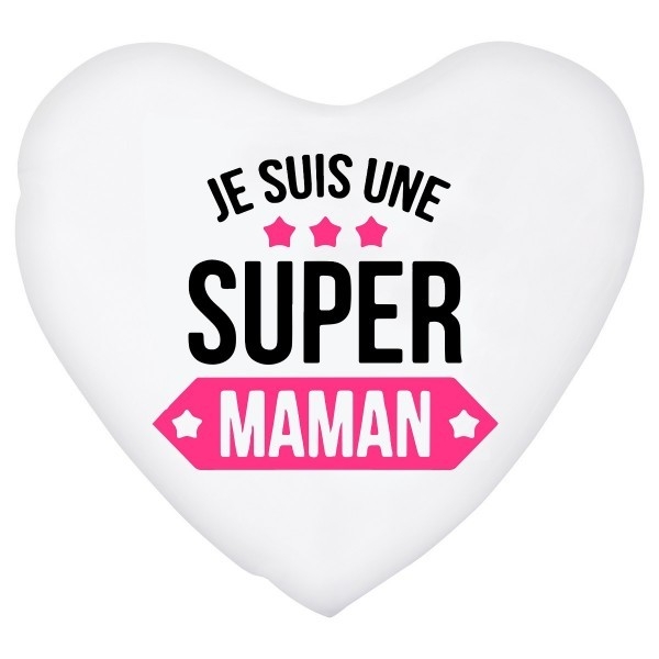 Coussin coeur je suis une Super Maman