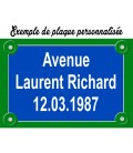 Plaque de rue à personnaliser