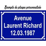 Plaque de rue à personnaliser