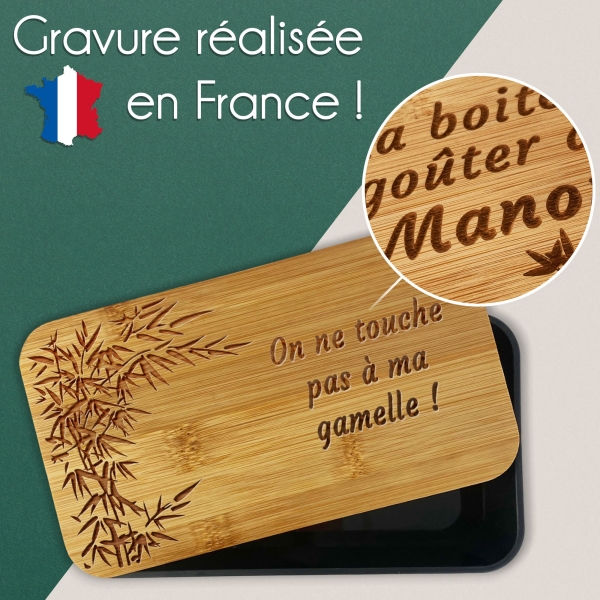 Boite à repas personnalisable avec un texte - Modèle Bambou