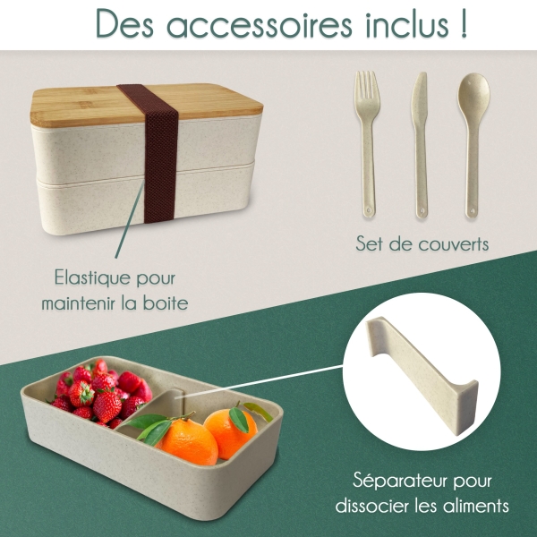 Boite à repas personnalisable avec un texte - Modèle Bambou