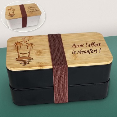 Lunchbox avec votre texte gravé - Modèle Plage