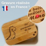 Boite à goûter enfant personnalisée avec un texte - Modèle Dino