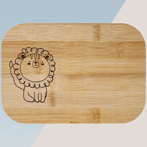 Boite à goûter enfant gravée avec votre texte - Modèle Lion
