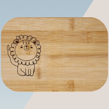 Boite à goûter enfant gravée avec votre texte - Modèle Lion