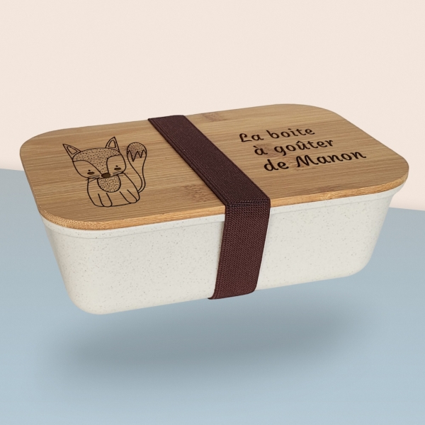 Boite à goûter gravée avec votre texte - Modèle Renard