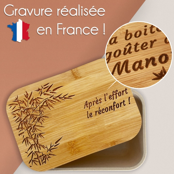 Lunchbox gravée avec votre texte - Modèle bambou