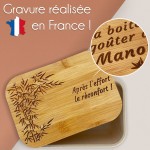 Lunchbox gravée avec votre texte - Modèle bambou
