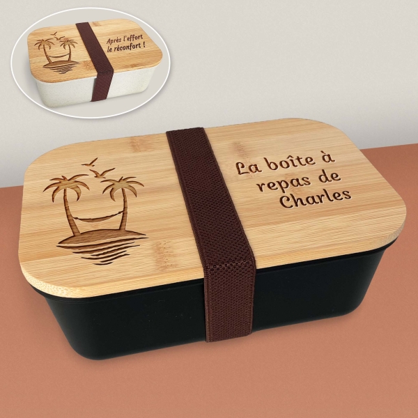 Boite à goûter gravée avec votre texte - Modèle Plage