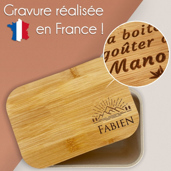 Boite à repas gravée avec votre prénom - Modèle Montagne