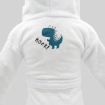 Peignoir bébé blanc à personnaliser - Modèle Dinosaure