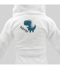 Peignoir bébé blanc à personnaliser - Modèle Dinosaure