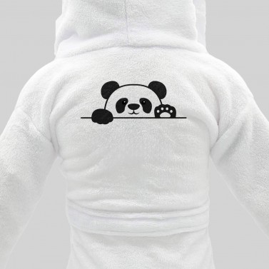 Peignoir bébé blanc à personnaliser - Modèle Panda