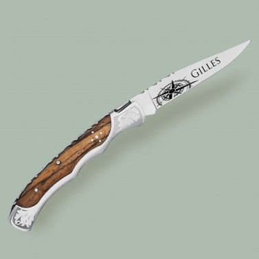 KDO MAGIC - Couteau laguiole personnalisé - Tire bouchon - Lame  personnalisable gravée avec un prénom - Manche en bois type rustique -  Cadeau homme