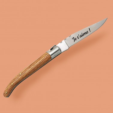Couteau manche en frêne avec un prénom