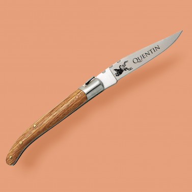 Couteau manche en frêne avec un prénom