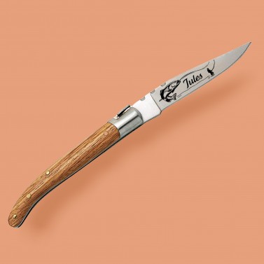 Couteau manche en frêne avec un prénom