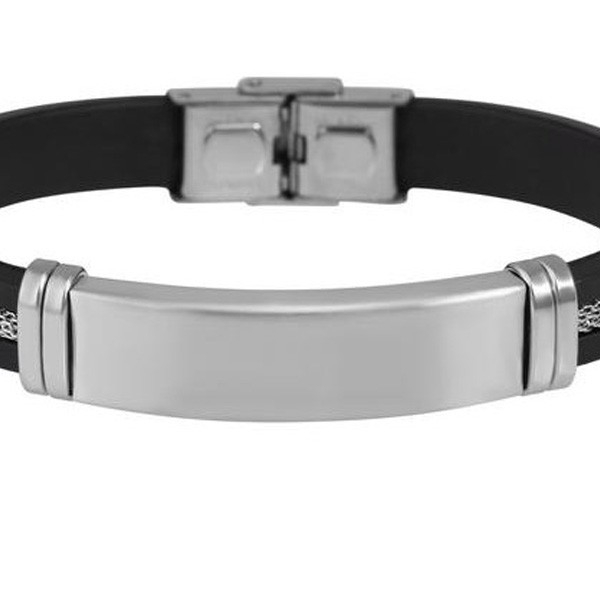 Bracelet silicone et acier à graver