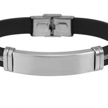 Bracelet silicone et acier à graver