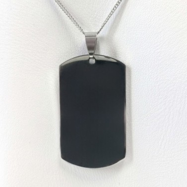 Collier grande plaque avec texte personnalisé