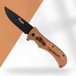 Couteau léopard en bois lame noir personnalisé