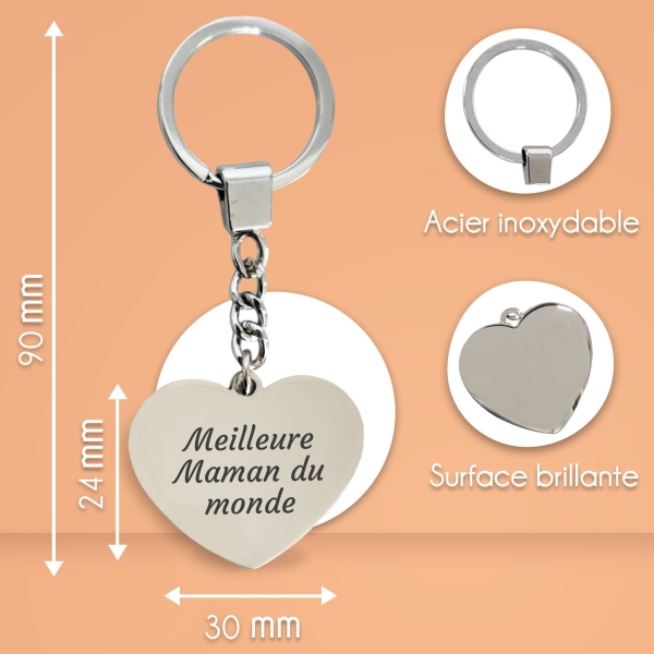 Porte clés coeur texte à graver