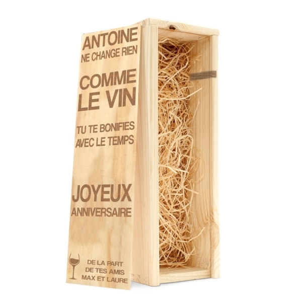 Caisse à vin anniversaire gravé