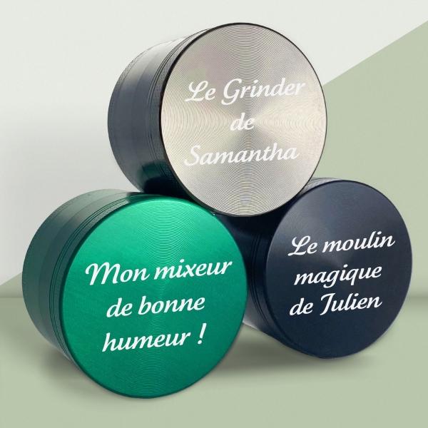 Grinder personnalisable - 3 coloris - Modèle Texte