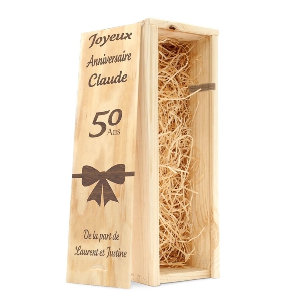 Caisse à vin anniversaire gravé