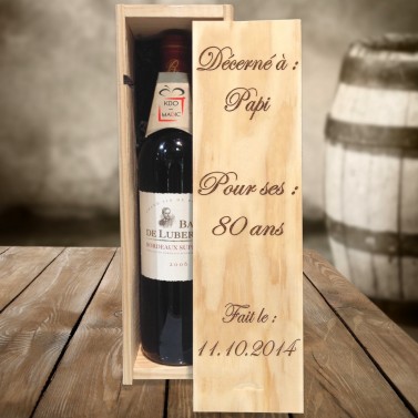 Caisse à vin anniversaire gravé