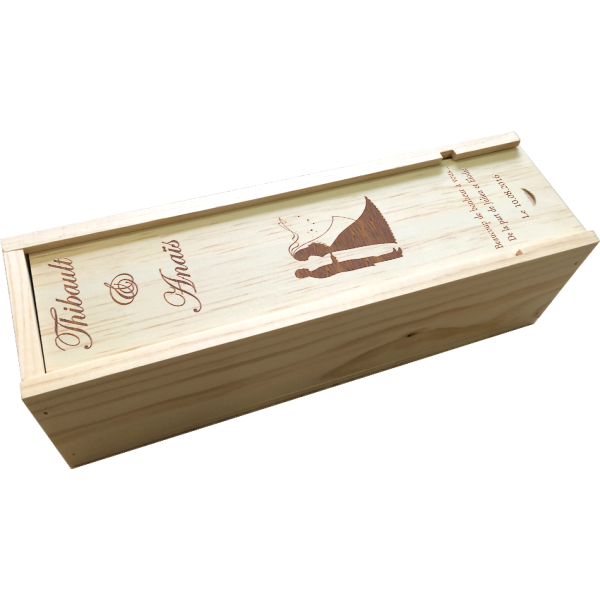 Caisse à vin mariage gravée