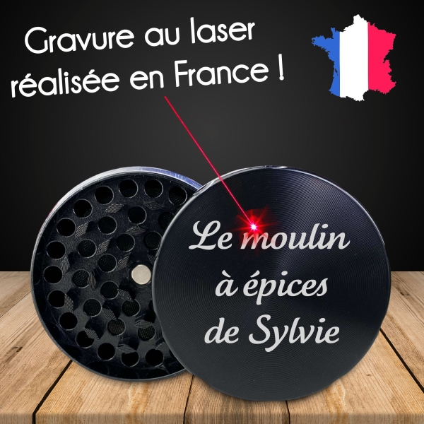 Grinder personnalisé - Noir ou Argenté - Modèle texte