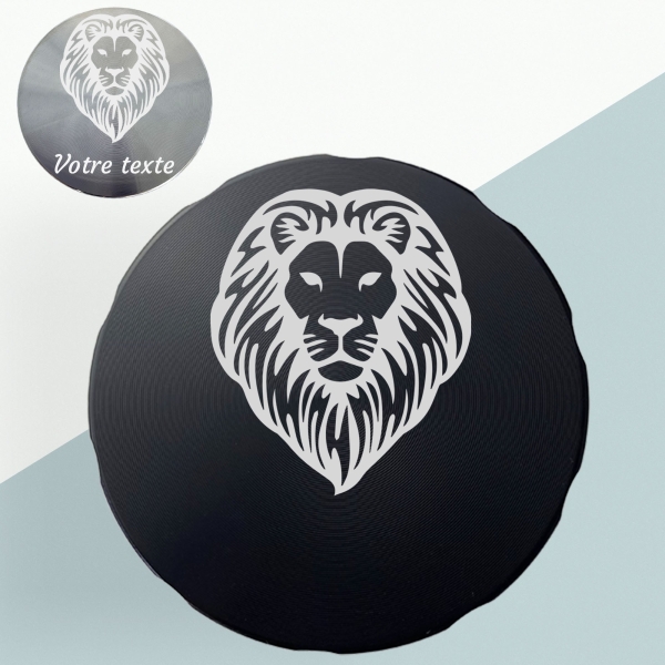 Grinder gravé avec un prénom - Noir ou argenté - Modèle Lion