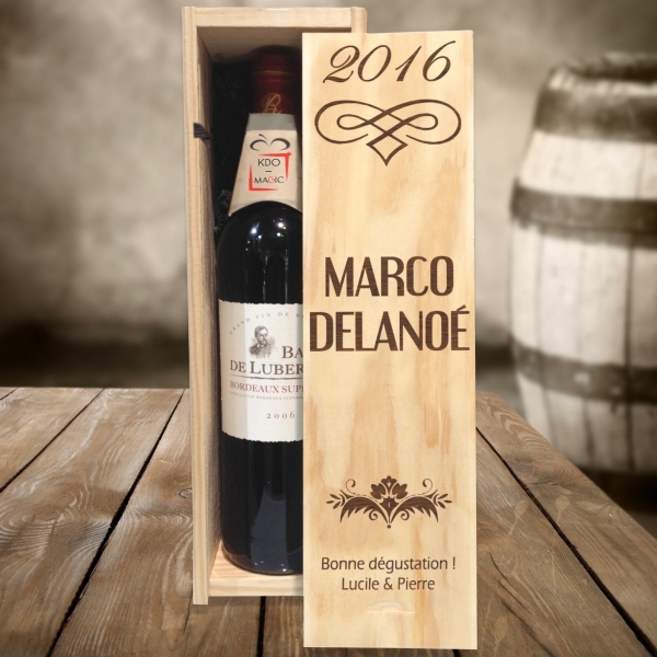 Caisse à vin anniversaire gravé